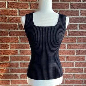 Black Ribbed Sleeveless Top S